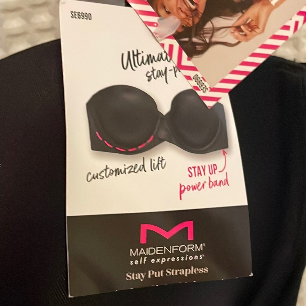 Maidenform 40C Black Underwire T-Shirt Bra Smooth Molded Cups NWT - Picture 11 of 14